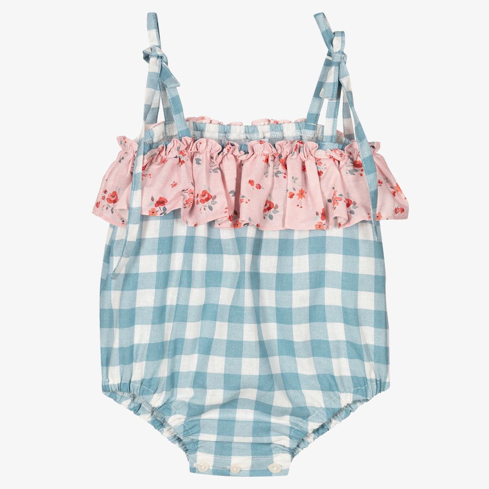 Paloma de la O - Baby Girls Blue Check Shortie | Childrensalon