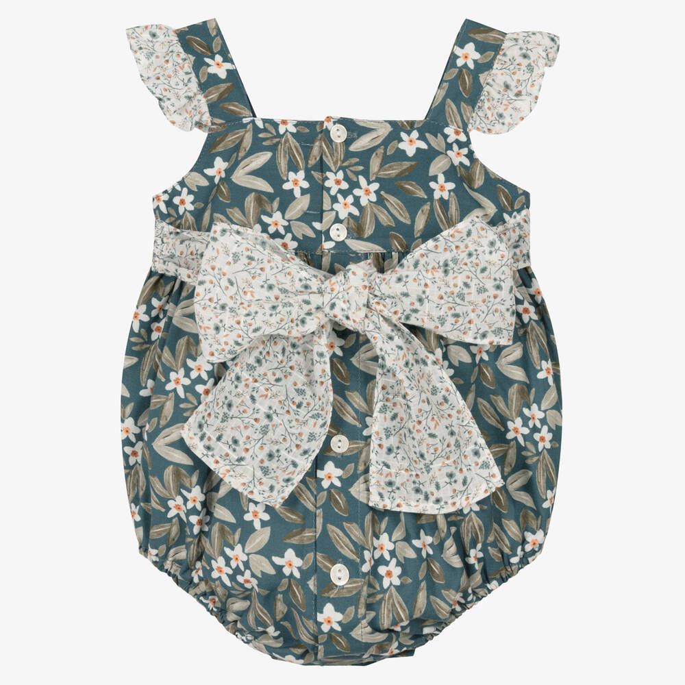 Paloma de la O-Baby Girls Blue Cotton Floral Shortie | Childrensalon Outlet
