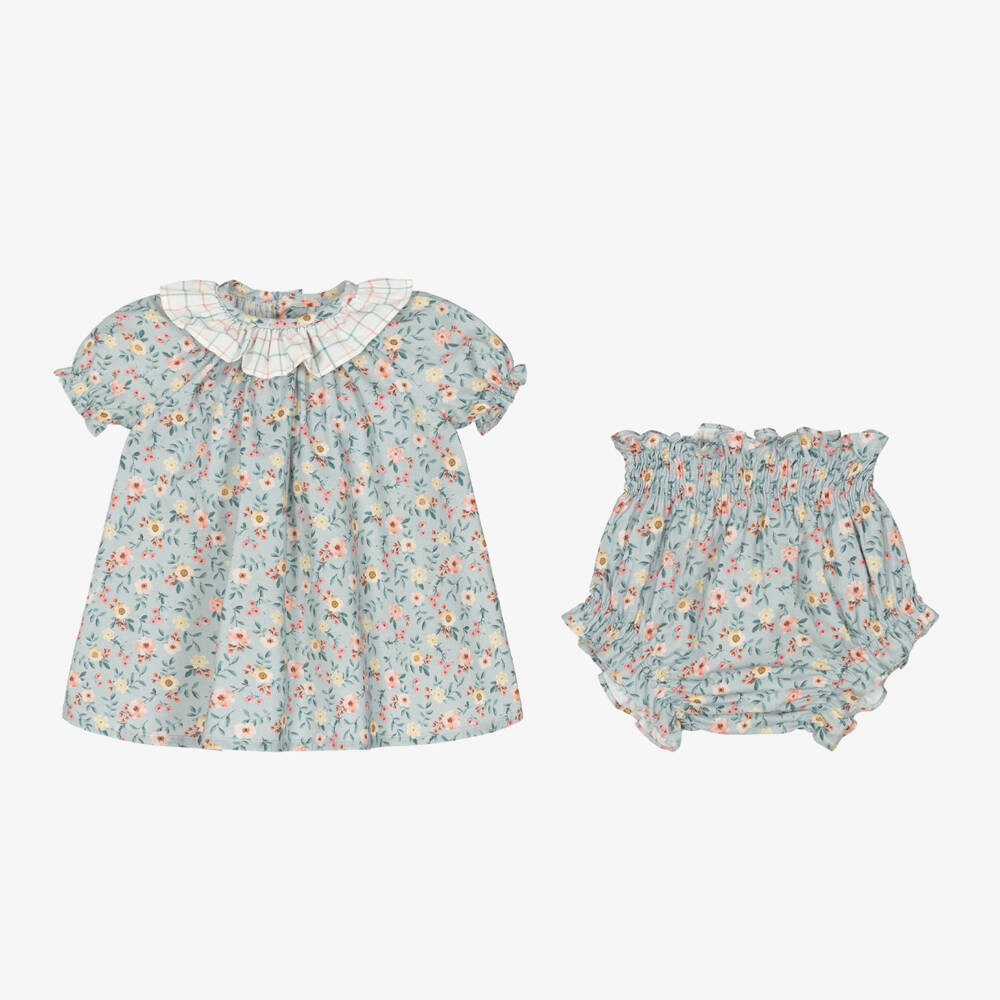 Paloma de la O-Baby Girls Blue Floral Dress | Childrensalon Outlet