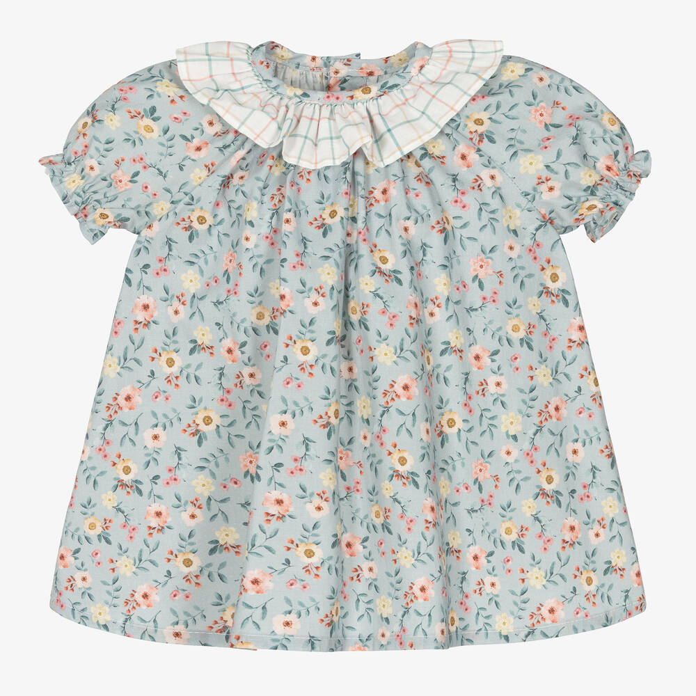 Paloma de la O-Baby Girls Blue Floral Dress | Childrensalon Outlet