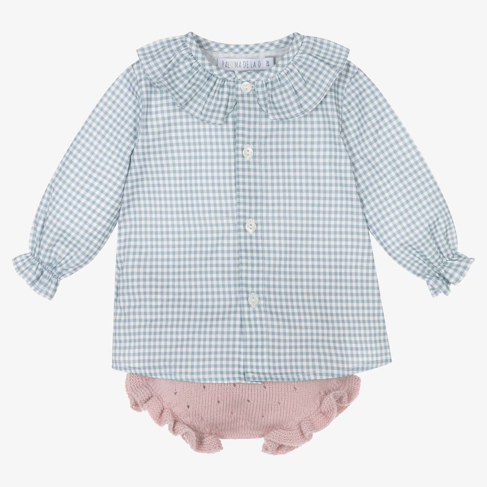 Paloma de la O - Ensemble short coton bleu et rose | Childrensalon