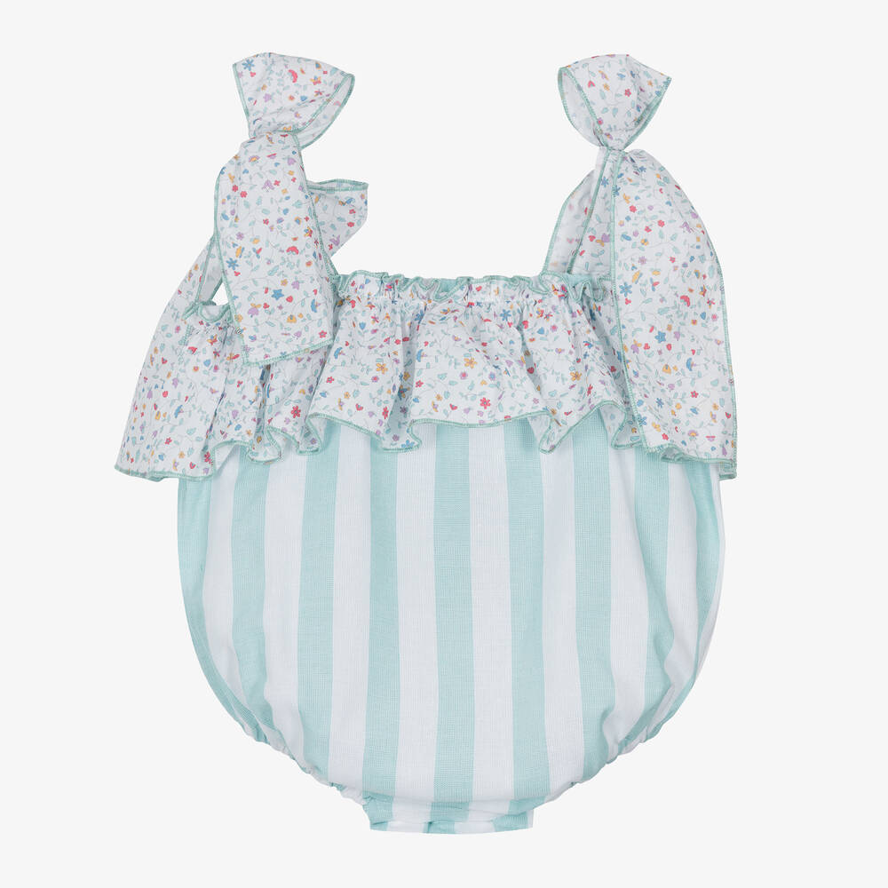 Paloma de la O-Baby Girls Blue Striped Shortie | Childrensalon Outlet