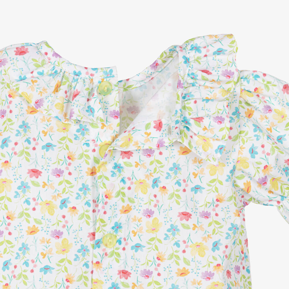 Paloma de la O-Baby Girls Floral Blouse & Ivory Shortie Set | Childrensalon Outlet
