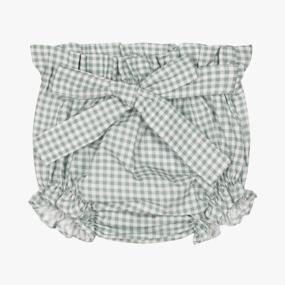 Paloma de la O - Baby Girls Green Cotton Bloomer Shorts | Childrensalon