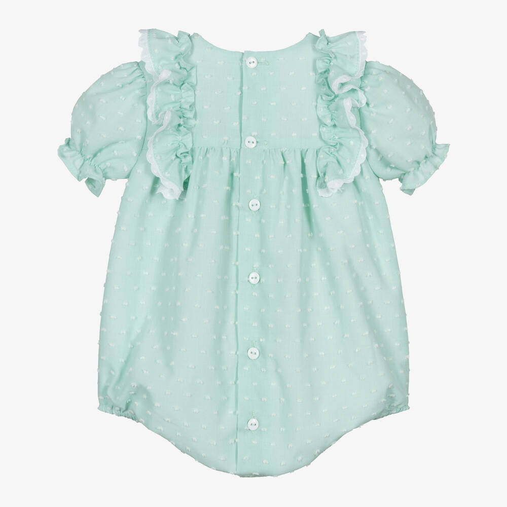 Paloma de la O-Baby Girls Green Plumeti Cotton Shortie | Childrensalon Outlet