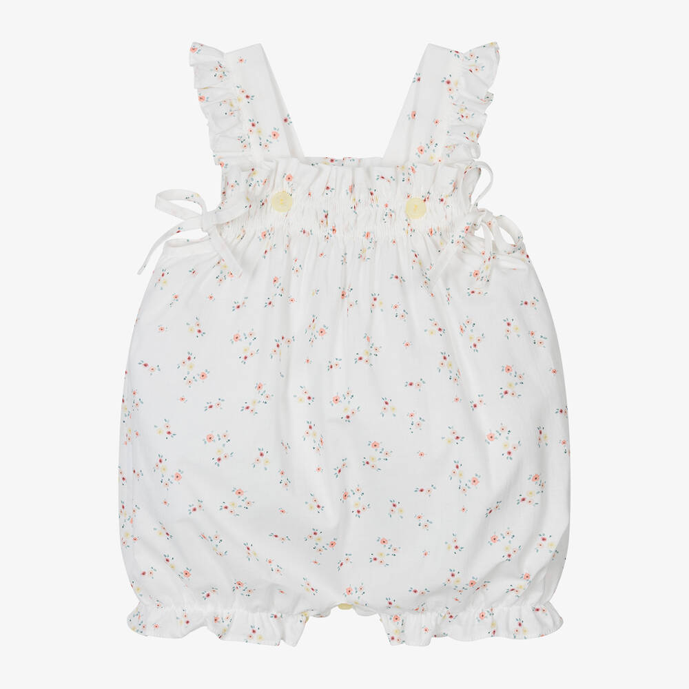 Paloma de la O-Baby Girls Ivory Floral Cotton Shortie | Childrensalon Outlet