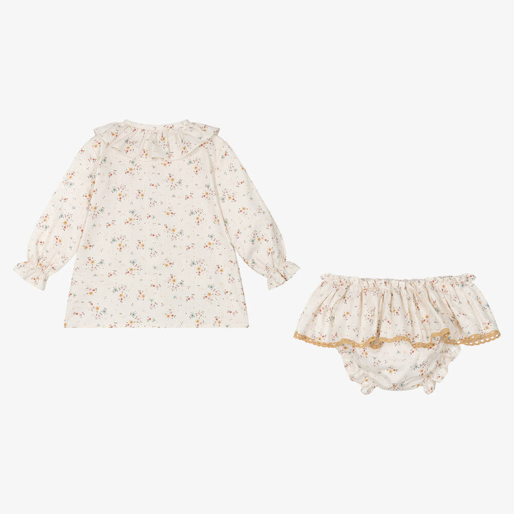 Paloma de la O-Кремовая блузка и шорты в цветочек | Childrensalon Outlet