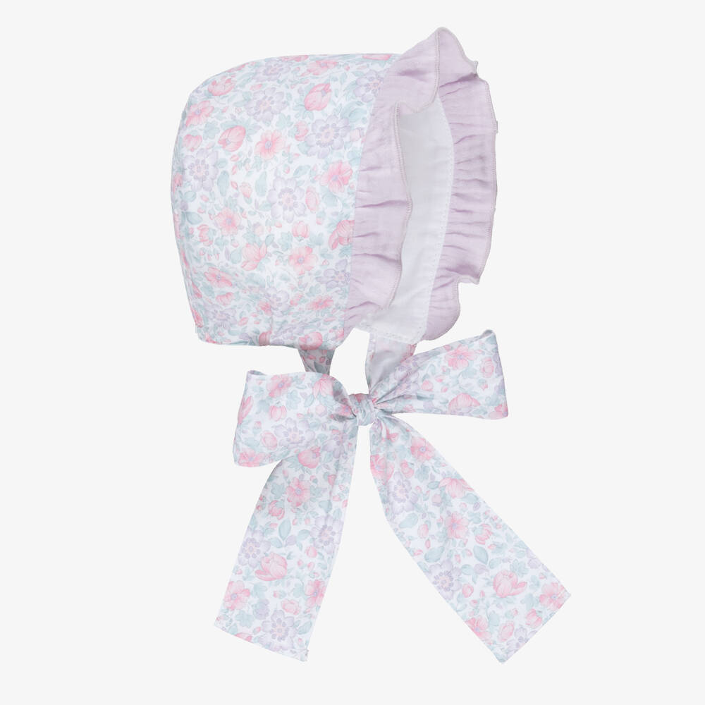 Paloma de la O-Baby Girls Lilac & Pink Floral Bonnet | Childrensalon Outlet
