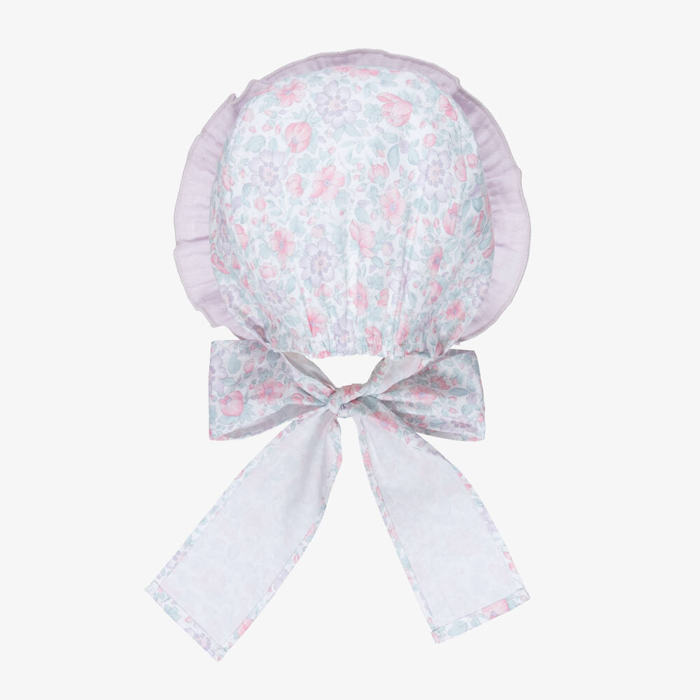 Paloma de la O-Baby Girls Lilac & Pink Floral Bonnet | Childrensalon Outlet