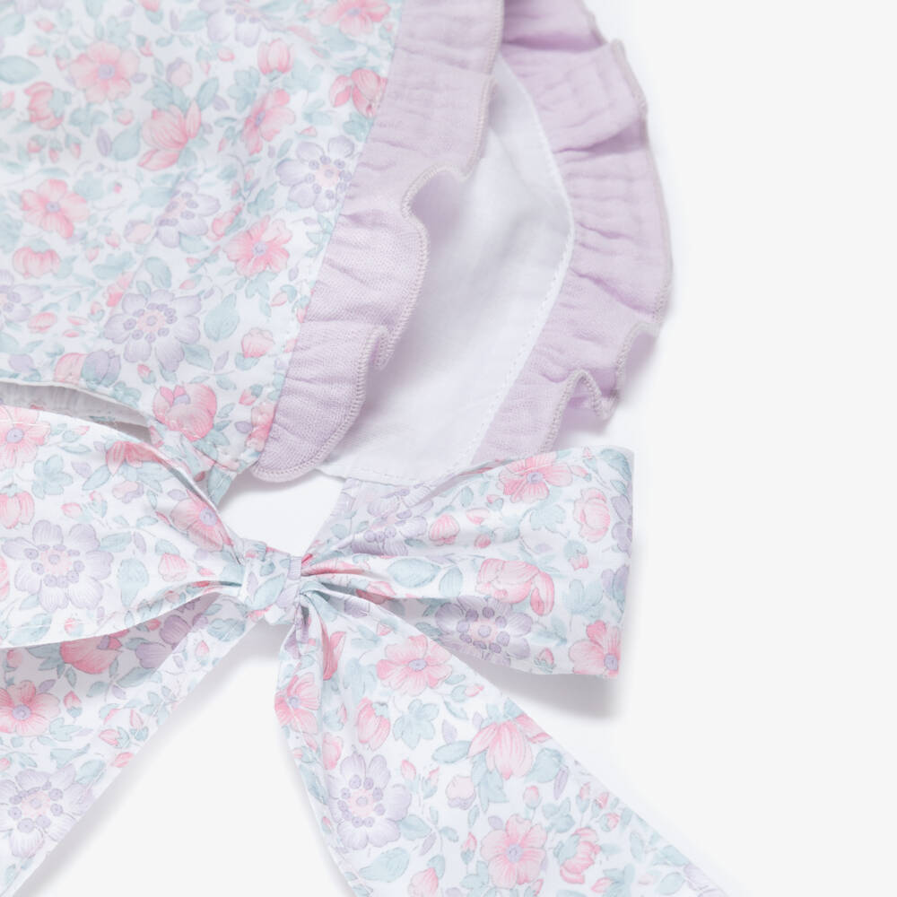 Paloma de la O-Baby Girls Lilac & Pink Floral Bonnet | Childrensalon Outlet