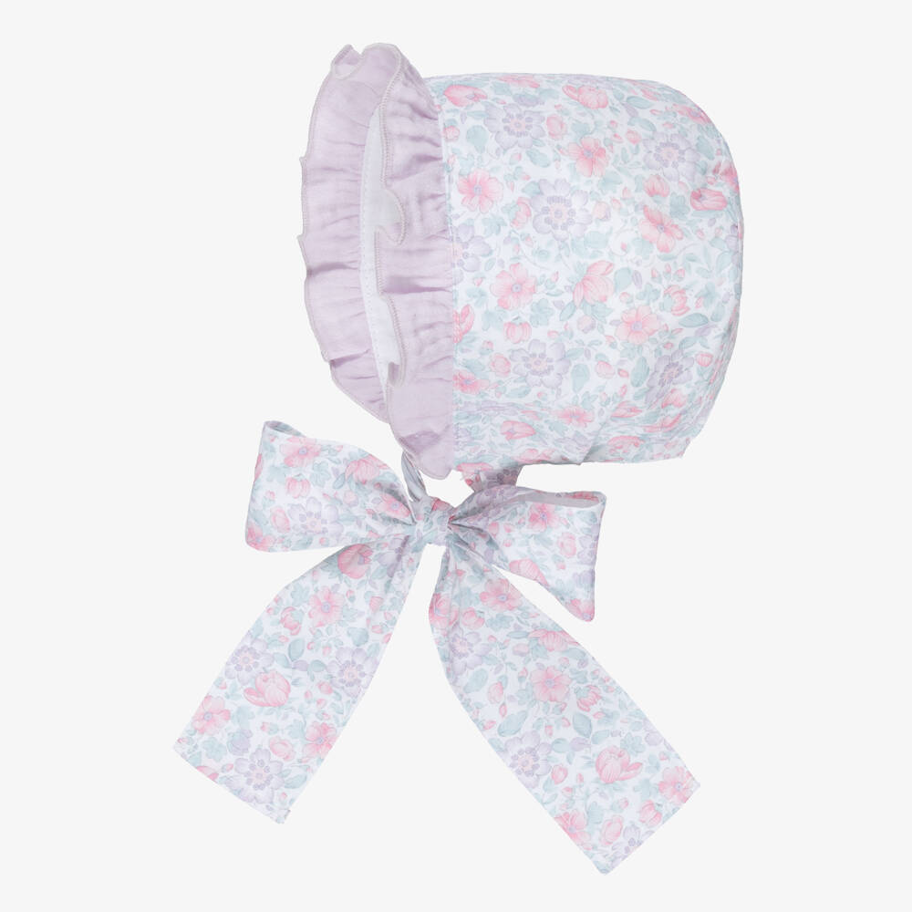 Paloma de la O-Baby Girls Lilac & Pink Floral Bonnet | Childrensalon Outlet