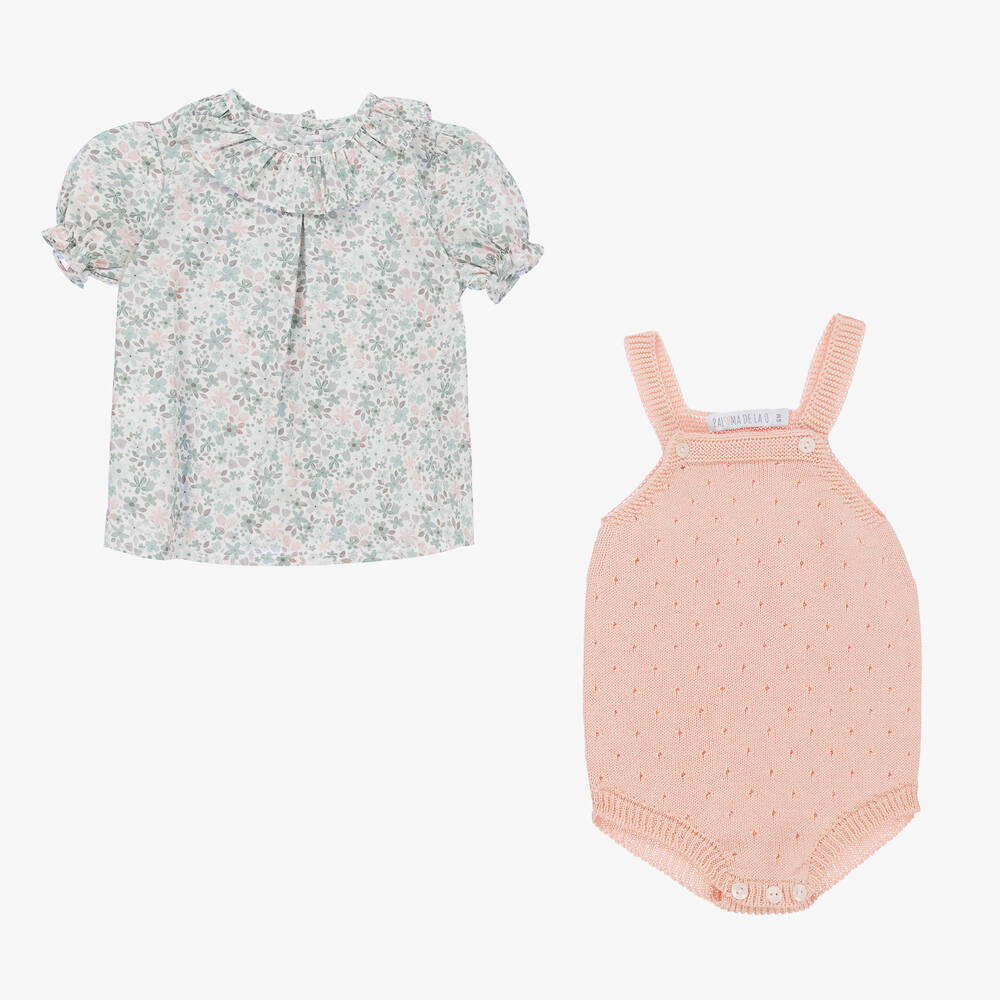 Paloma de la O Baby Girls Pink Blue Shortie Set