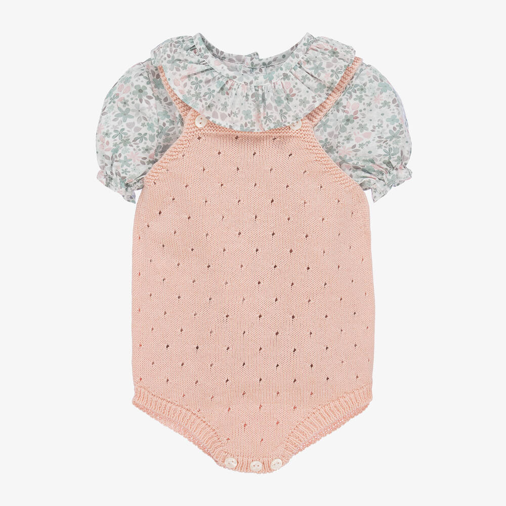 Paloma de la O - Baby Girls Pink & Blue Shortie Set | Childrensalon