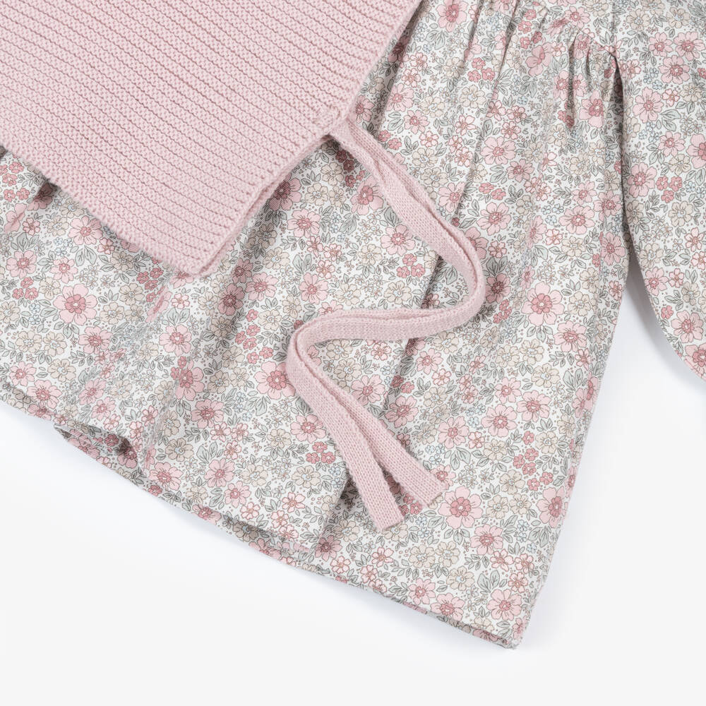 Paloma de la O-Baby Girls Pink Floral Cotton Slip-Over & Dress Set | Childrensalon Outlet