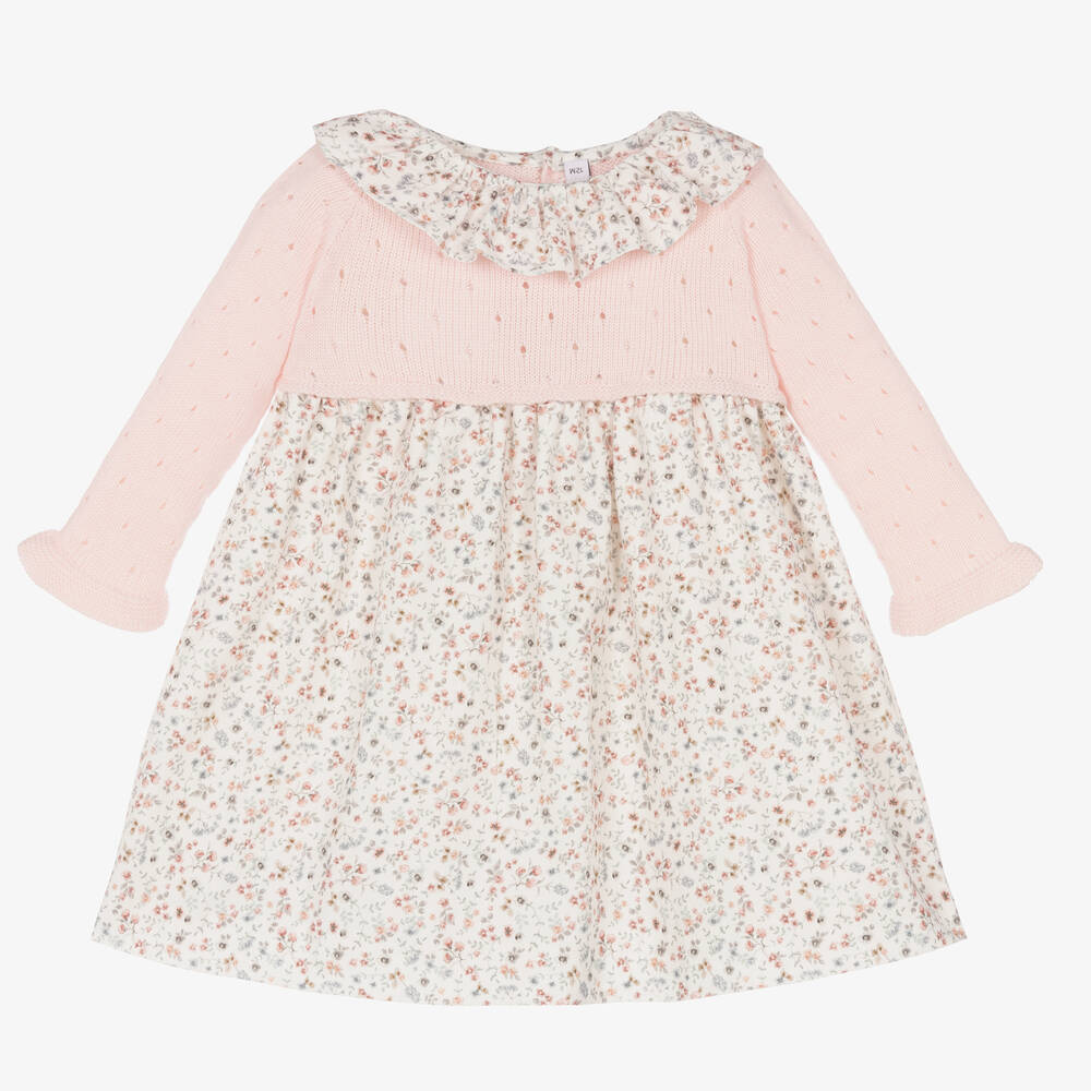 Paloma de la O - Розовое платье в цветочек для малышек | Childrensalon