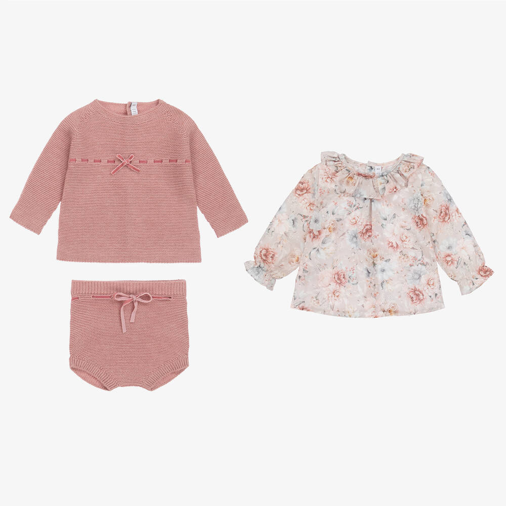 Paloma de la O-Baby Girls Pink & Grey Shorts Set | Childrensalon Outlet