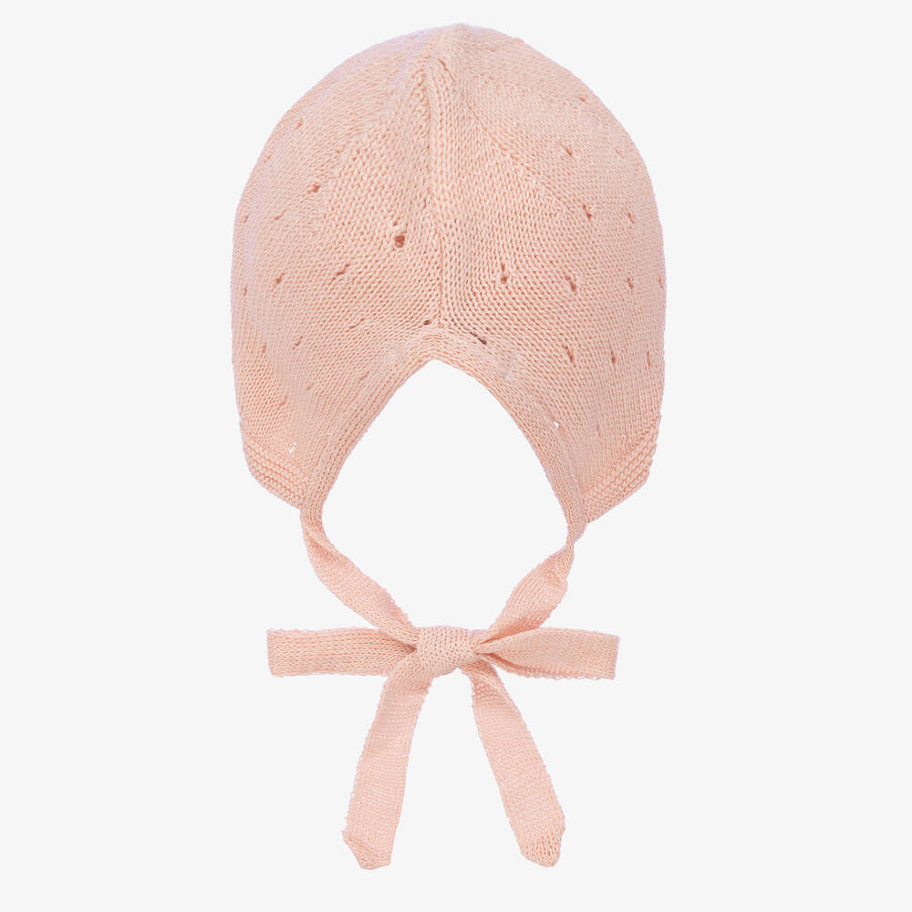 Paloma de la O-قبعة بونيه مزيج قطن محبوك لون زهري للمولودات | Childrensalon Outlet