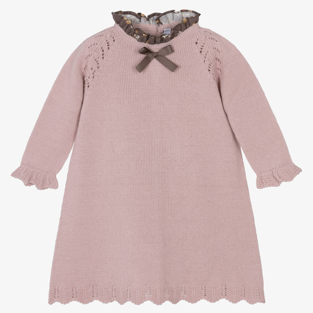 Paloma de la O - Baby Girls Pink Knitted Dress | Childrensalon