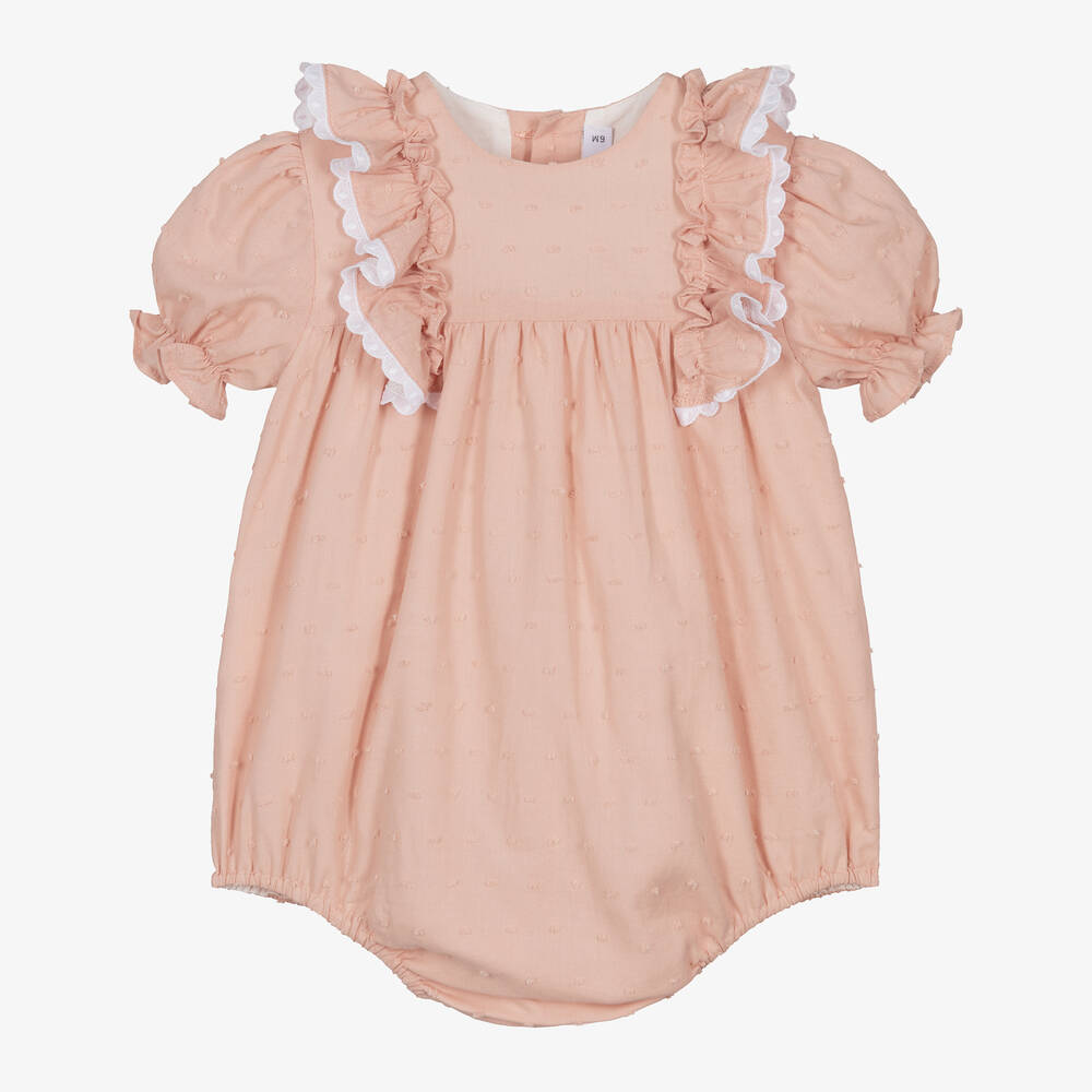 Paloma de la O-Baby Girls Pink Plumeti Cotton Shortie | Childrensalon Outlet