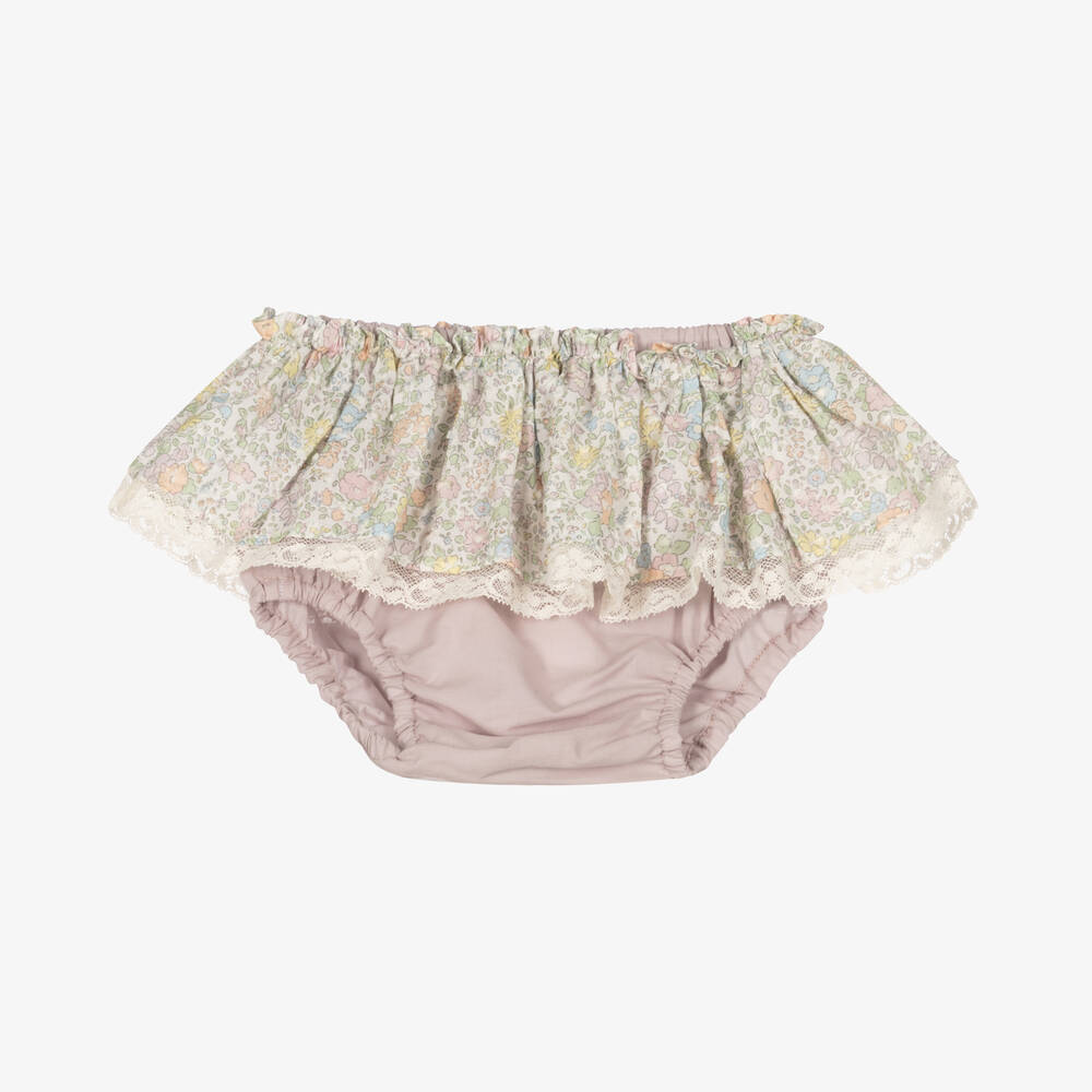 Paloma de la O - Baby Girls Purple Cotton Frilly Pants | Childrensalon