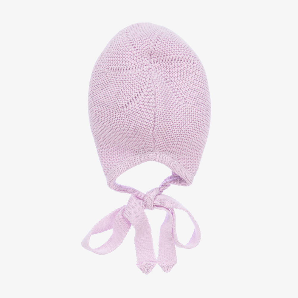 Paloma de la O-Baby Girls Purple Cotton Knit Bonnet | Childrensalon Outlet