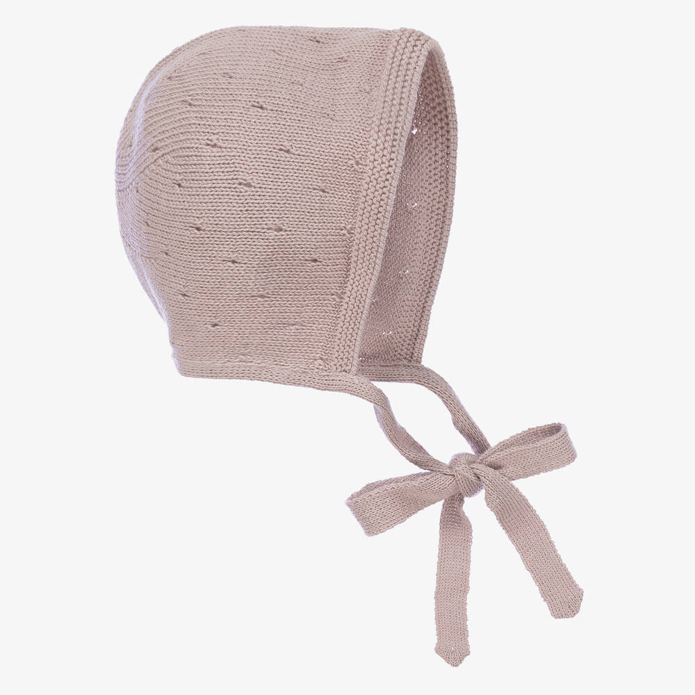 Paloma de la O - Baby Girls Purple Knitted Bonnet | Childrensalon