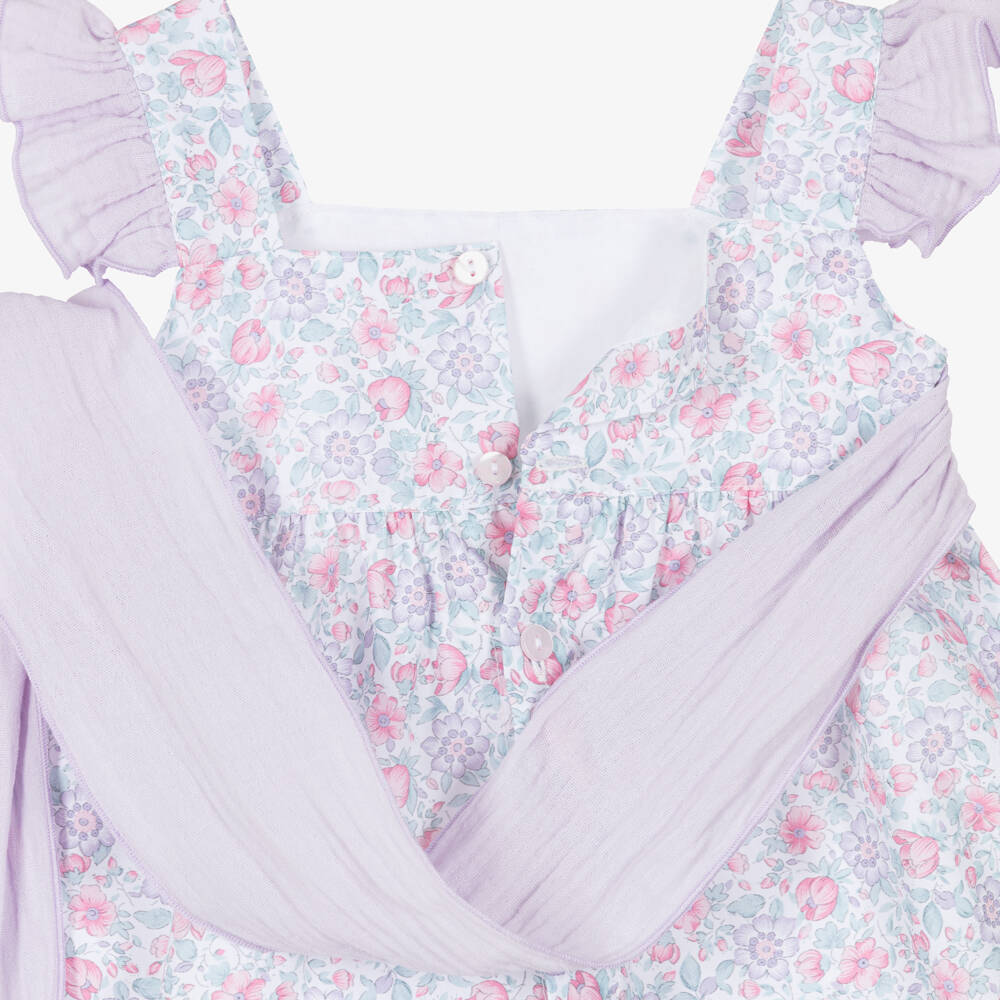 Paloma de la O-Baby Girls Purple & Pink Floral Cotton Dress | Childrensalon Outlet