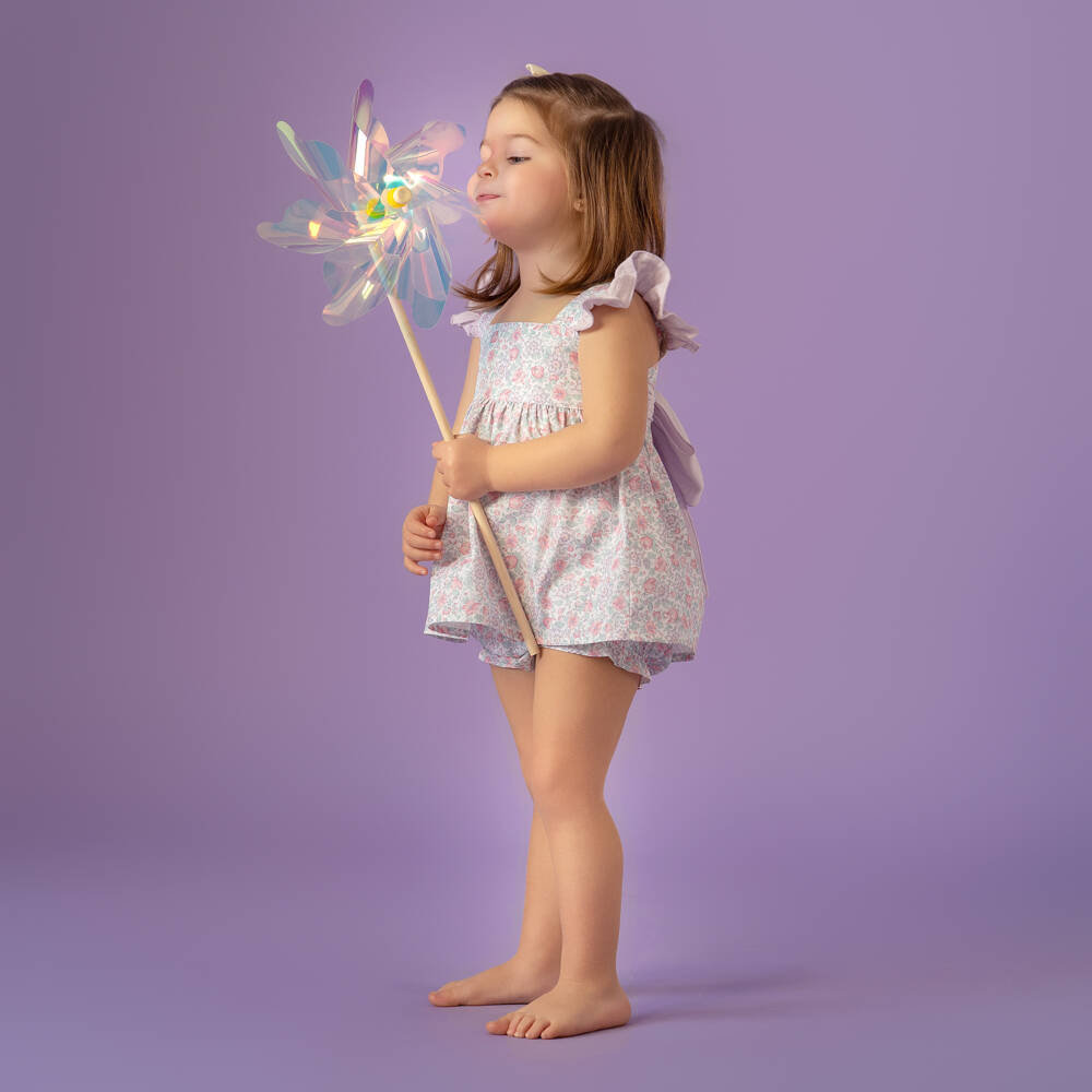 Paloma de la O-Baby Girls Purple & Pink Floral Cotton Dress | Childrensalon Outlet