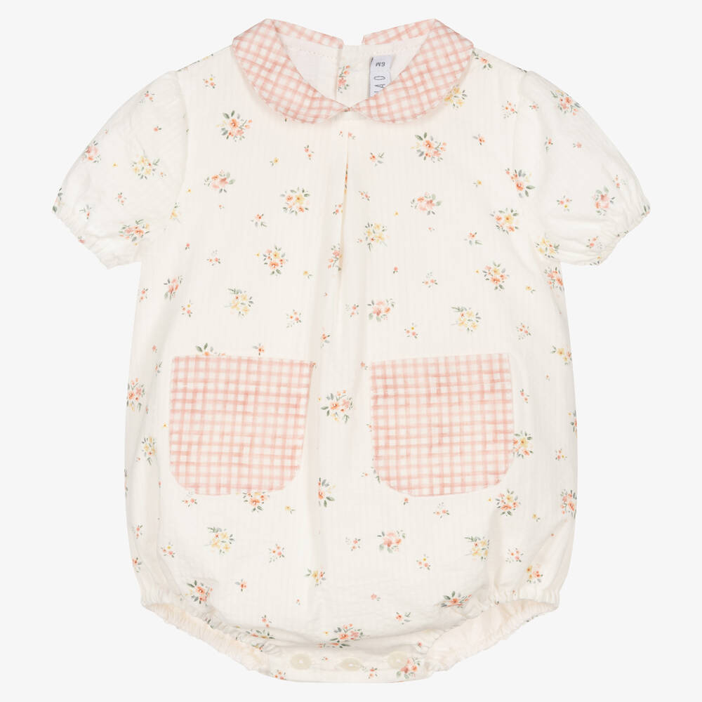 Paloma de la O - Baby Girls White Cotton Floral Shortie | Childrensalon