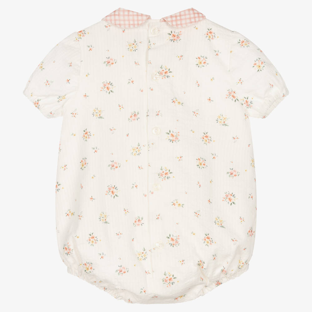 Paloma de la O-Baby Girls White Cotton Floral Shortie | Childrensalon Outlet