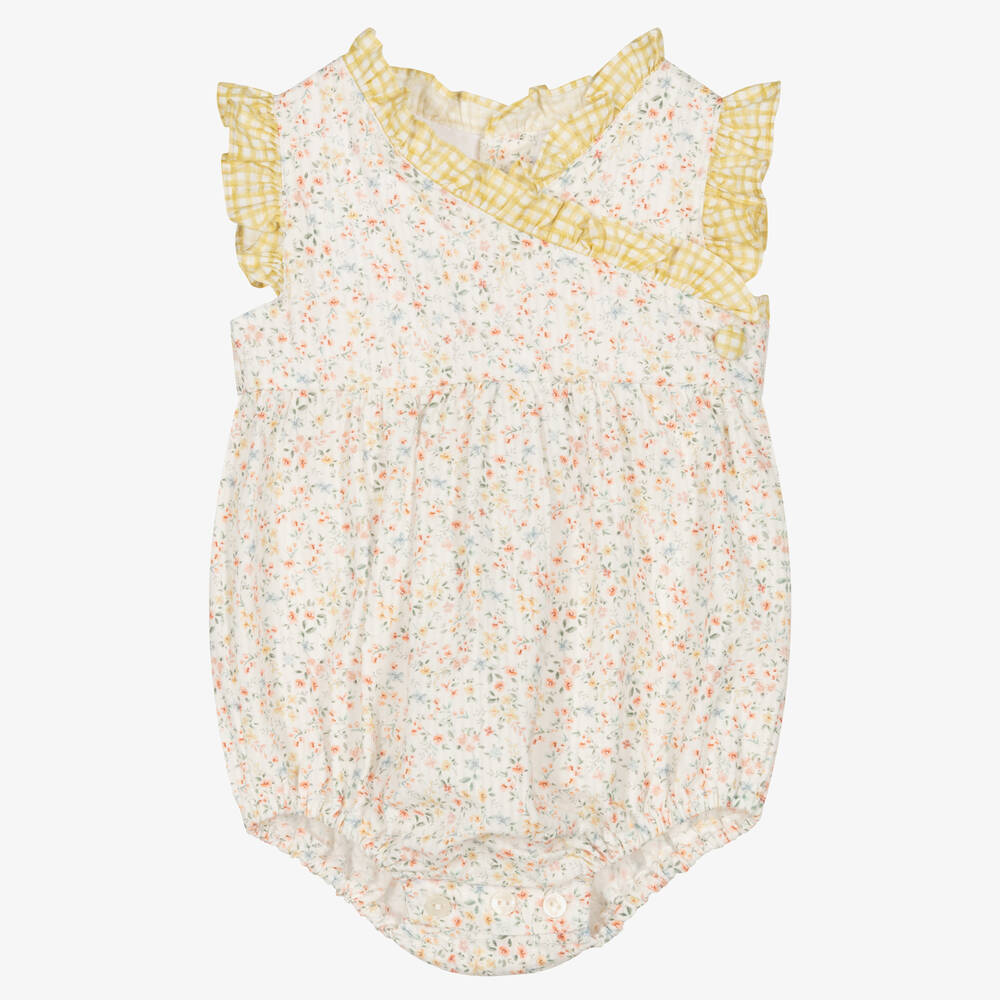 Paloma de la O - Baby Girls White Cotton Floral Shortie | Childrensalon