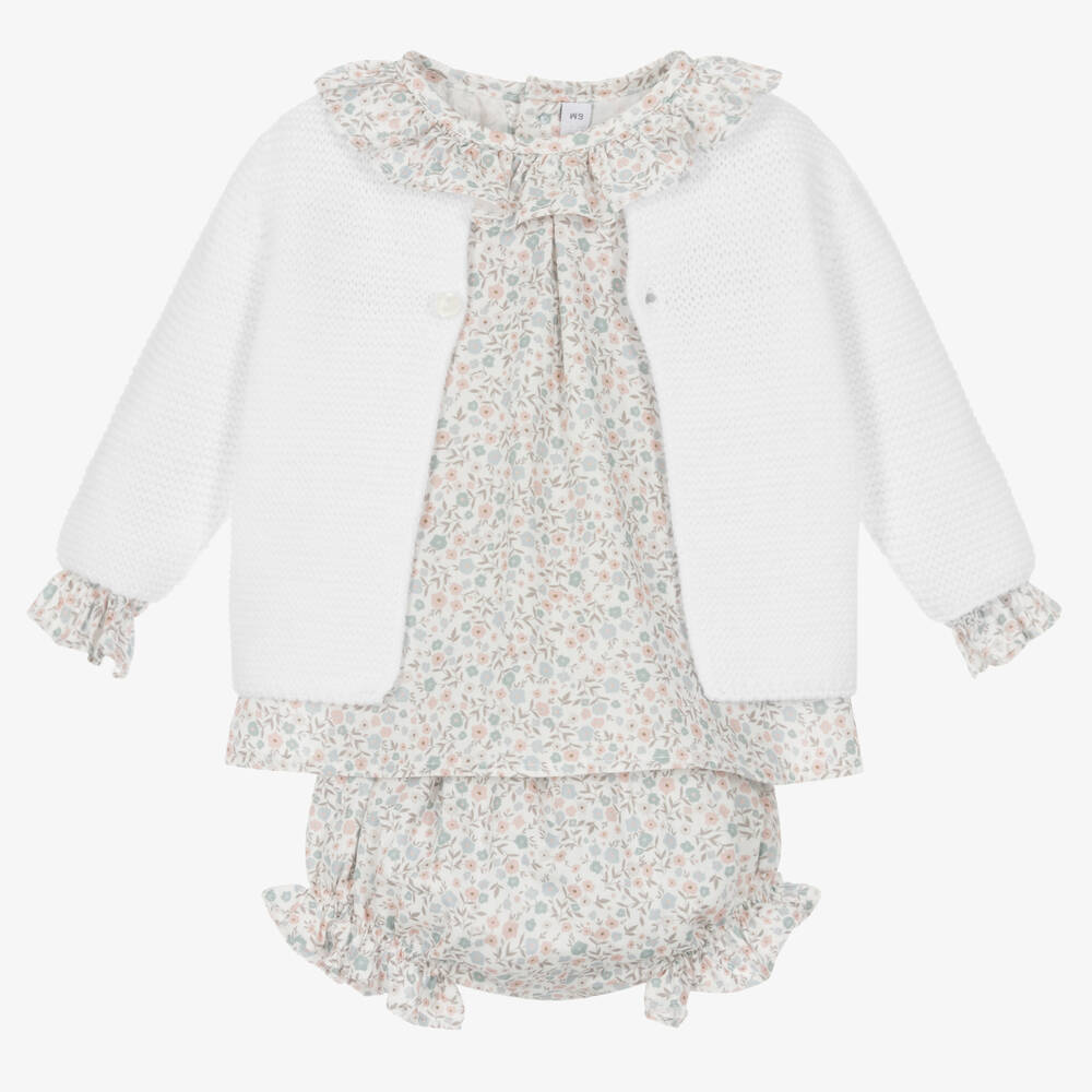 Paloma de la O-Baby Girls White Cotton Shorts Set | Childrensalon Outlet