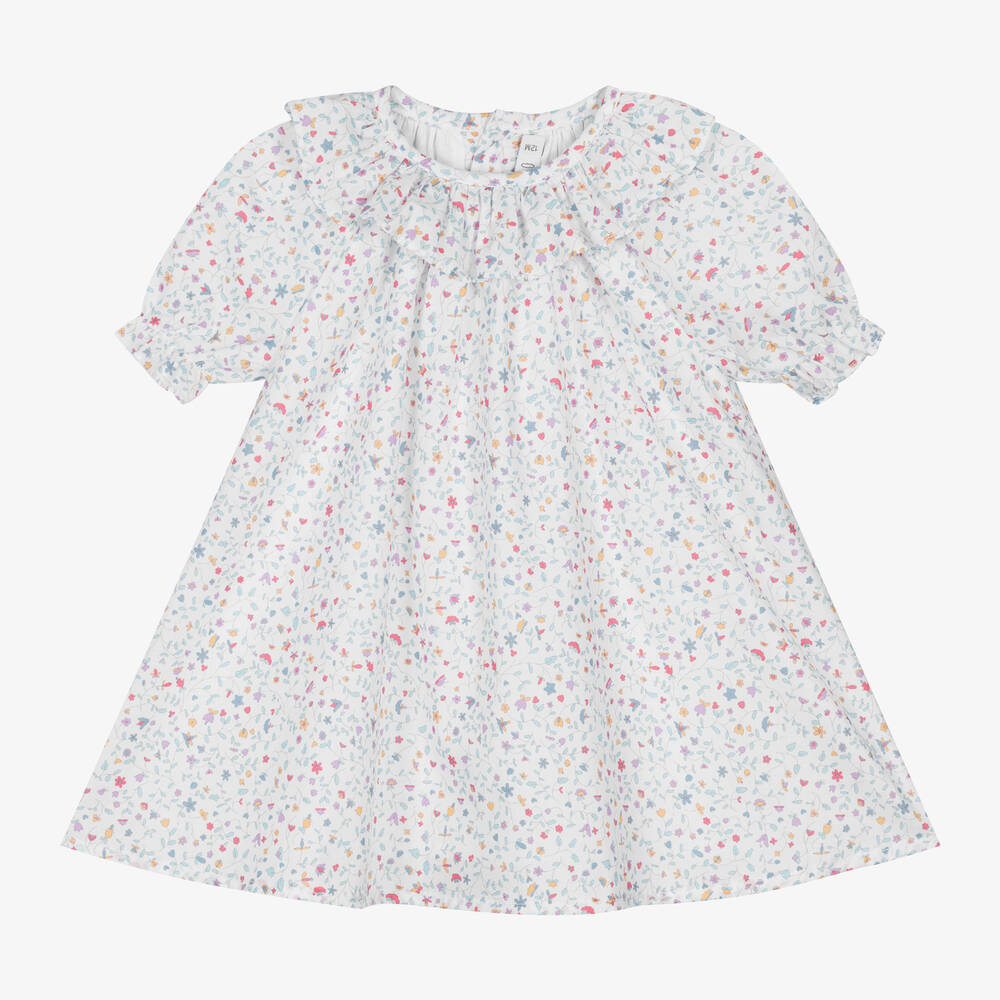Paloma de la O-Baby Girls White Ditsy Floral Cotton Dress | Childrensalon Outlet