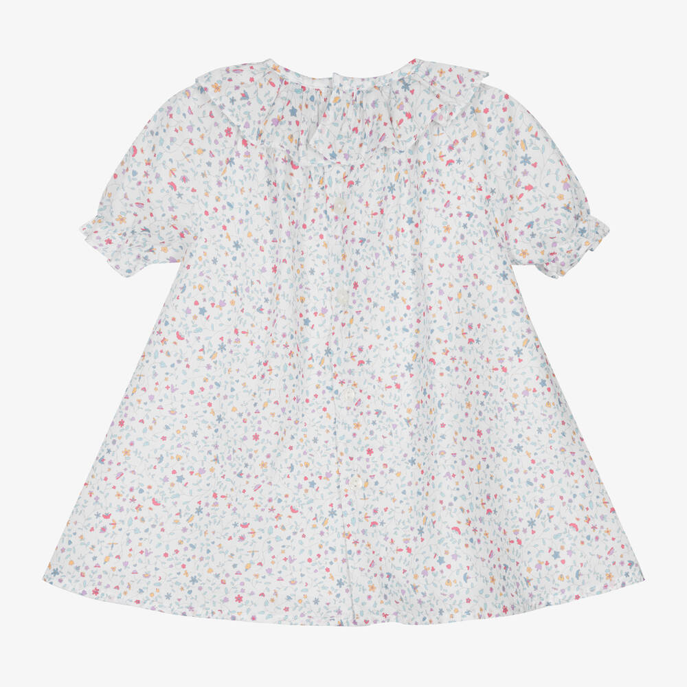 Paloma de la O-Baby Girls White Ditsy Floral Cotton Dress | Childrensalon Outlet