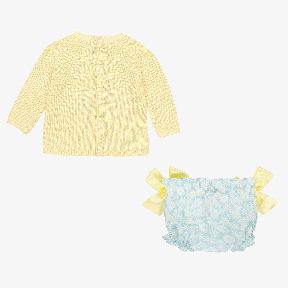 Paloma de la O-Baby Girls Yellow & Blue Cotton Shorts Set | Childrensalon Outlet