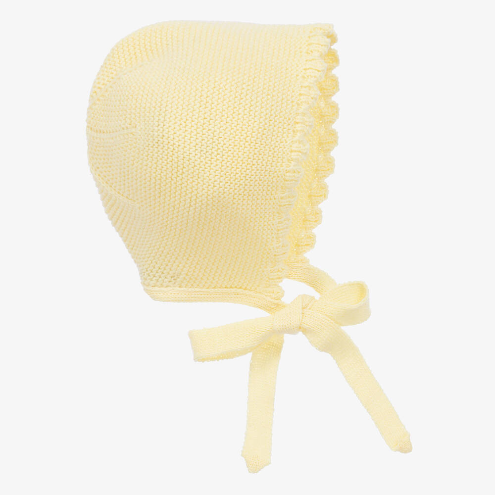 Paloma de la O-Baby Girls Yellow Cotton Knit Bonnet | Childrensalon Outlet