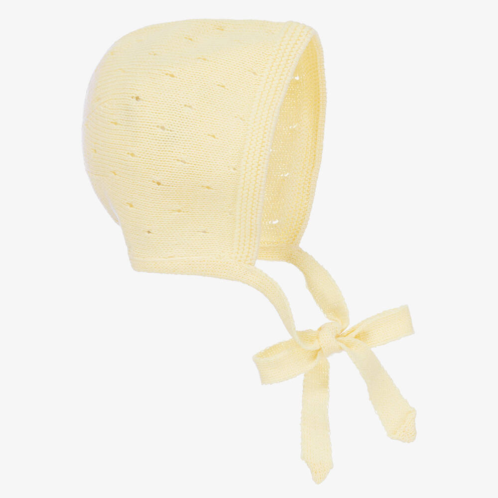 Paloma de la O - Baby Girls Yellow Knitted Bonnet | Childrensalon