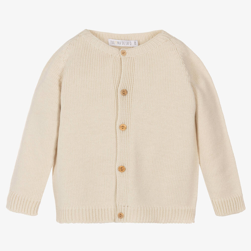 Paloma de la O-كارديغان مزيج صوف محبوك لون بيج | Childrensalon Outlet