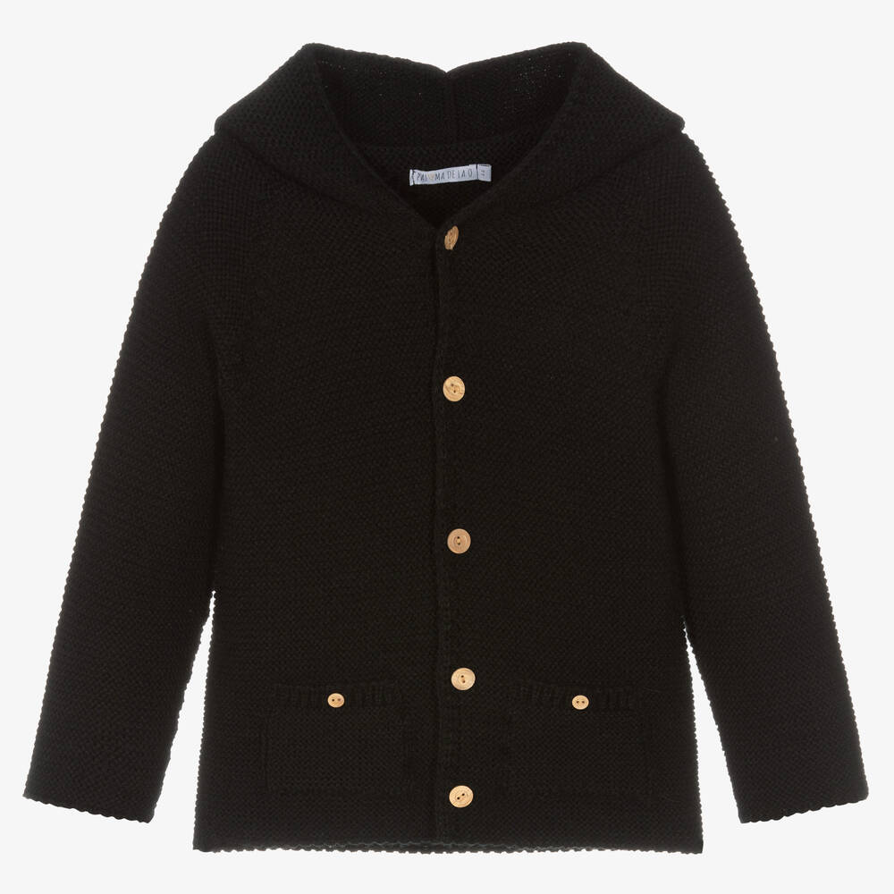 Paloma de la O-Black Hooded Knit Cardigan | Childrensalon Outlet