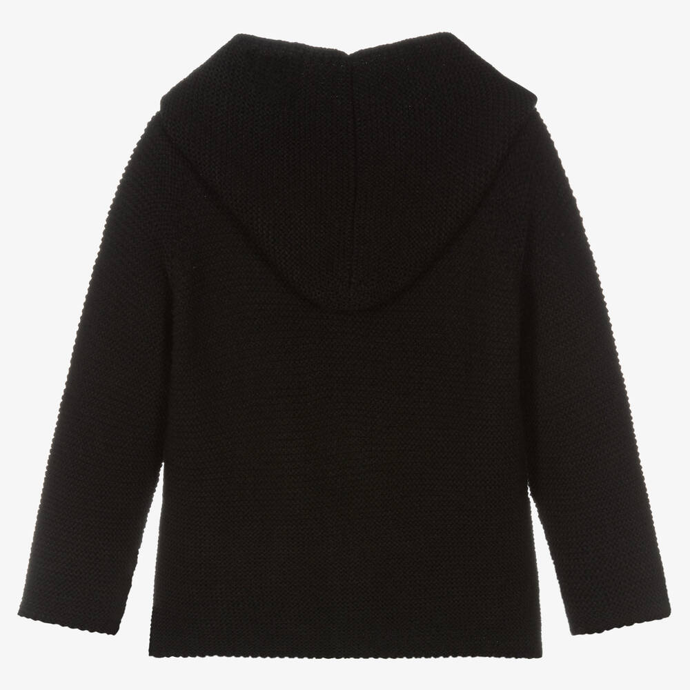 Paloma de la O-Black Hooded Knit Cardigan | Childrensalon Outlet