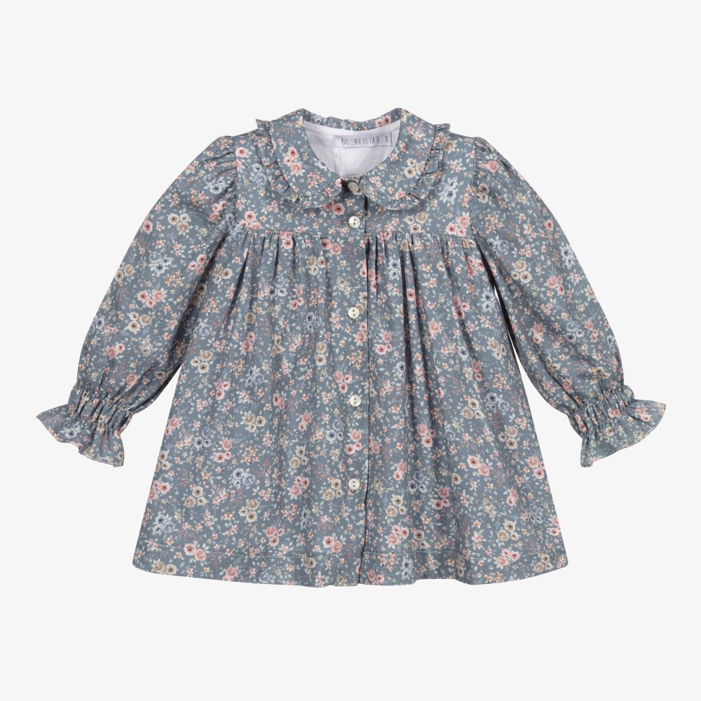 Paloma de la O - Blue Floral Cotton Dress | Childrensalon