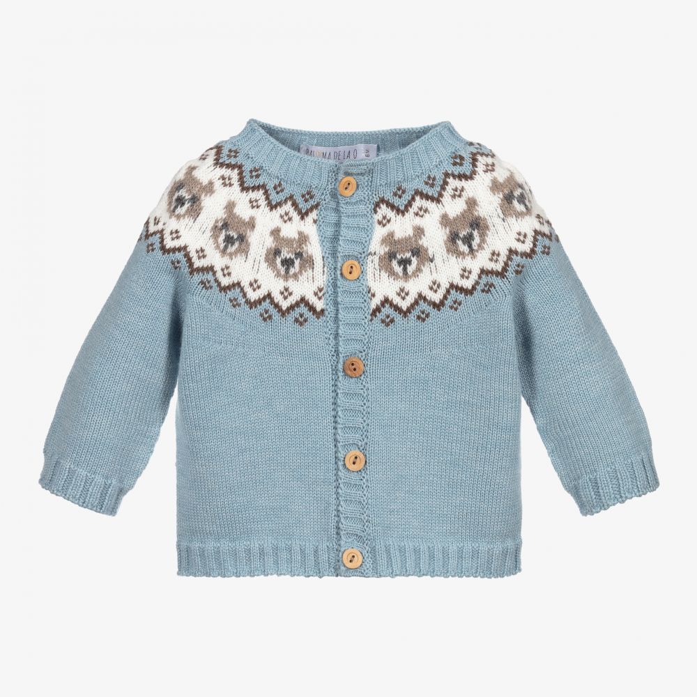 Paloma de la O - Blauer Strickcardigan mit Bären | Childrensalon