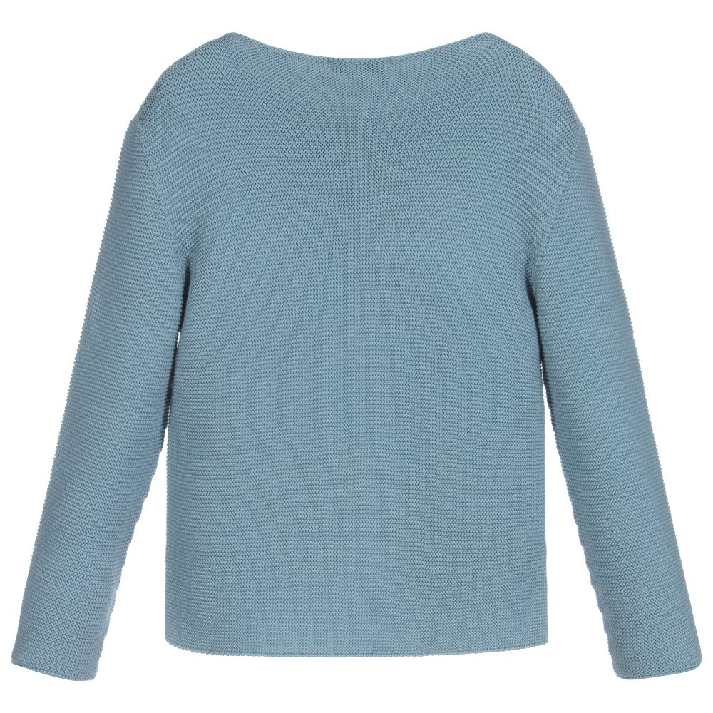 بالوما دي لا أو-كارديغان مزيج قطن محبوك لون أزرق | Childrensalon Outlet