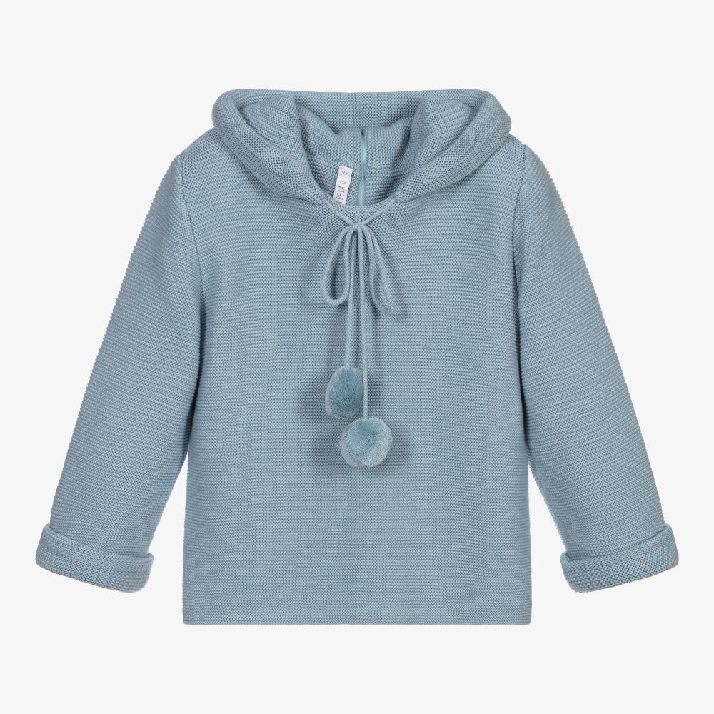 Paloma de la O - Blue Knitted Hooded Sweater | Childrensalon