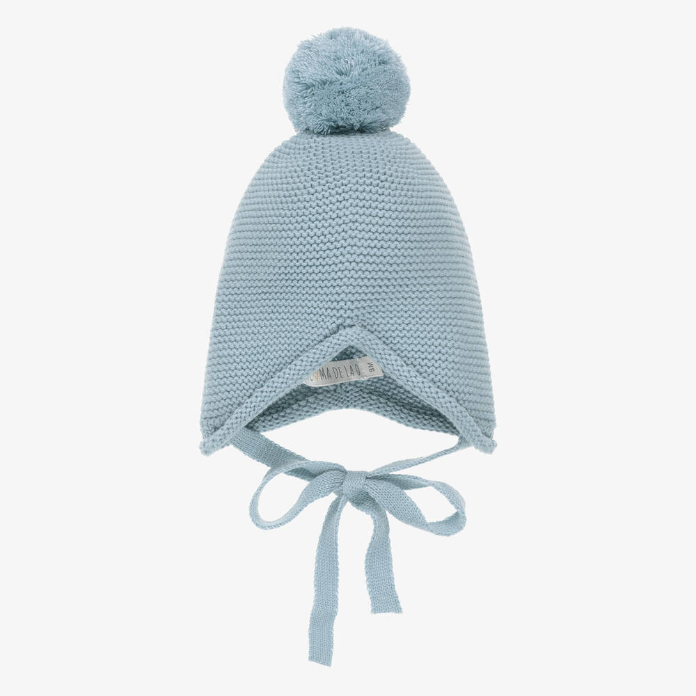 Paloma de la O - Blue Knitted Pom-Pom Hat | Childrensalon