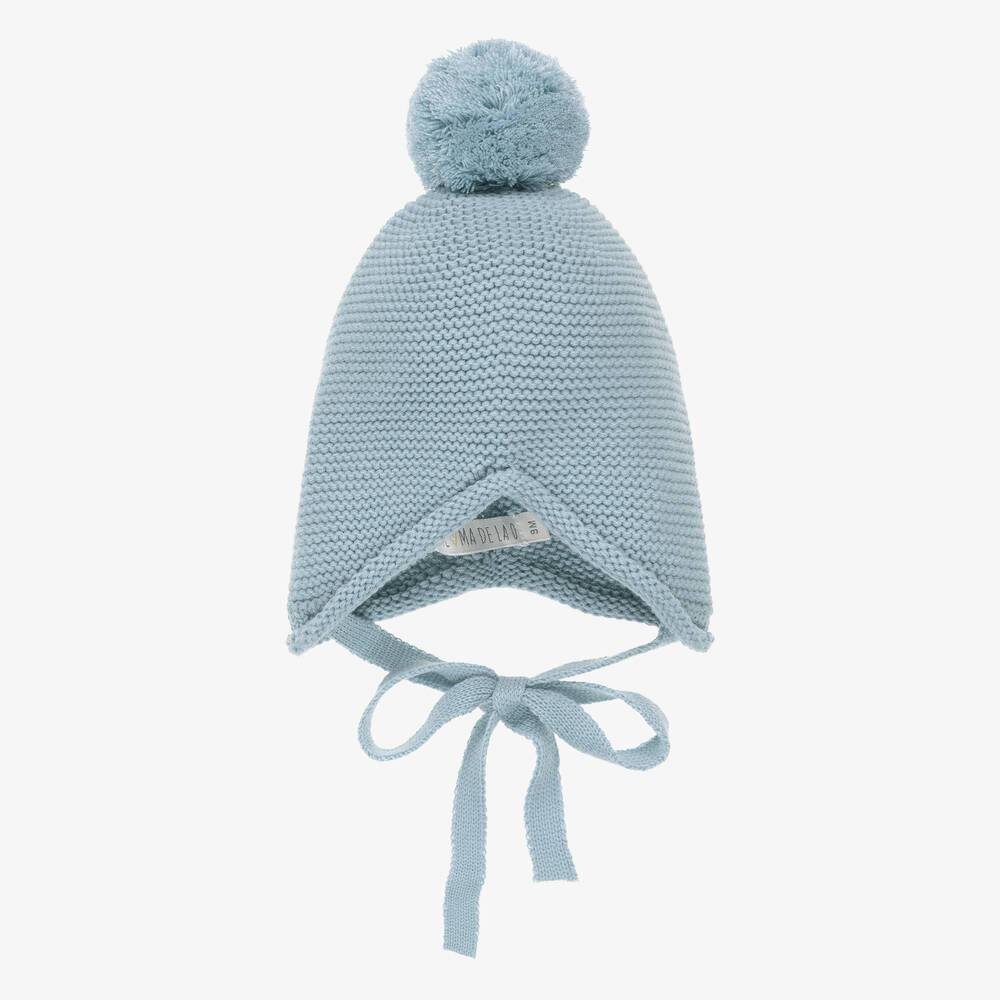 Paloma de la O - Bonnet bleu en maille à pompon | Childrensalon