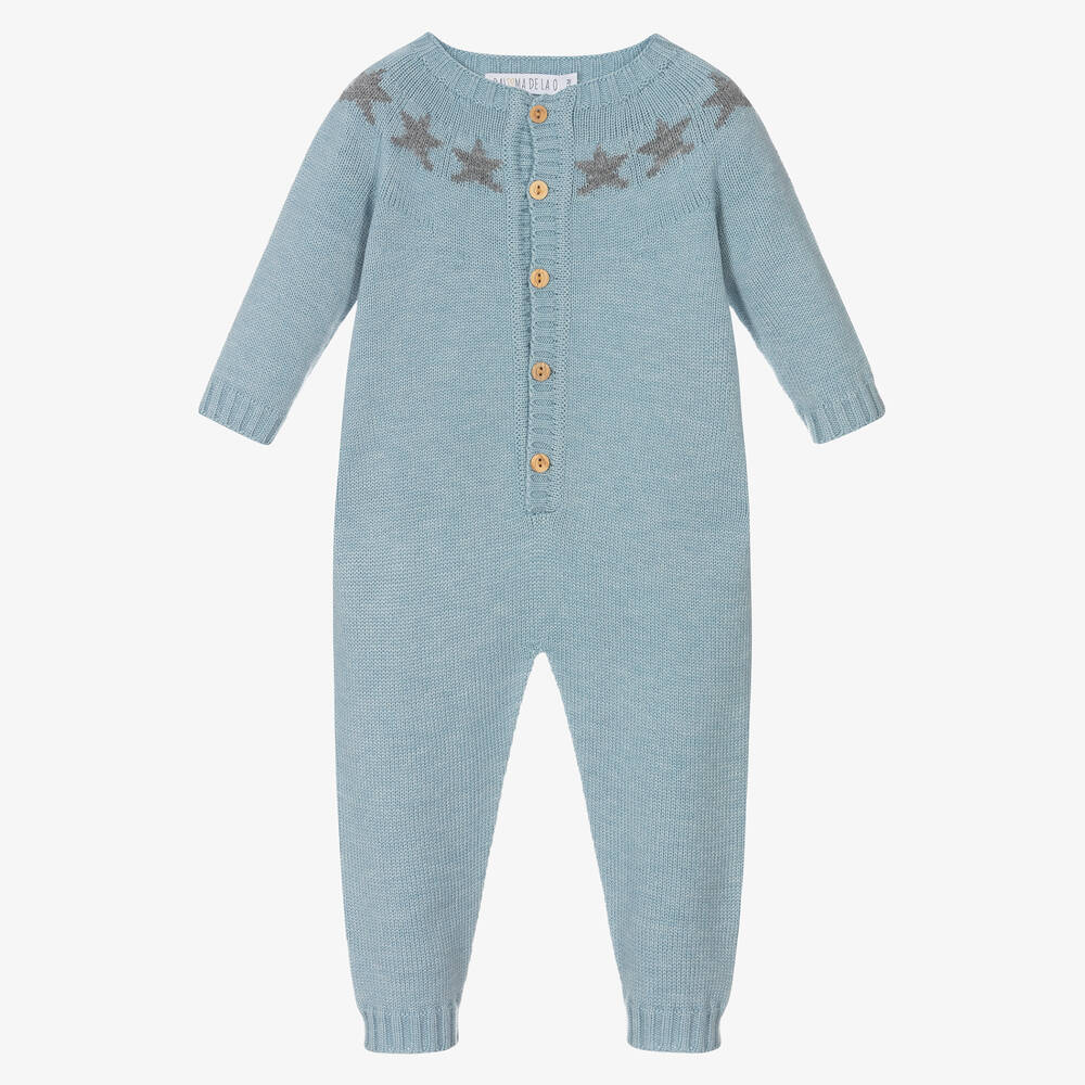 Paloma de la O - Blue Knitted Romper  | Childrensalon