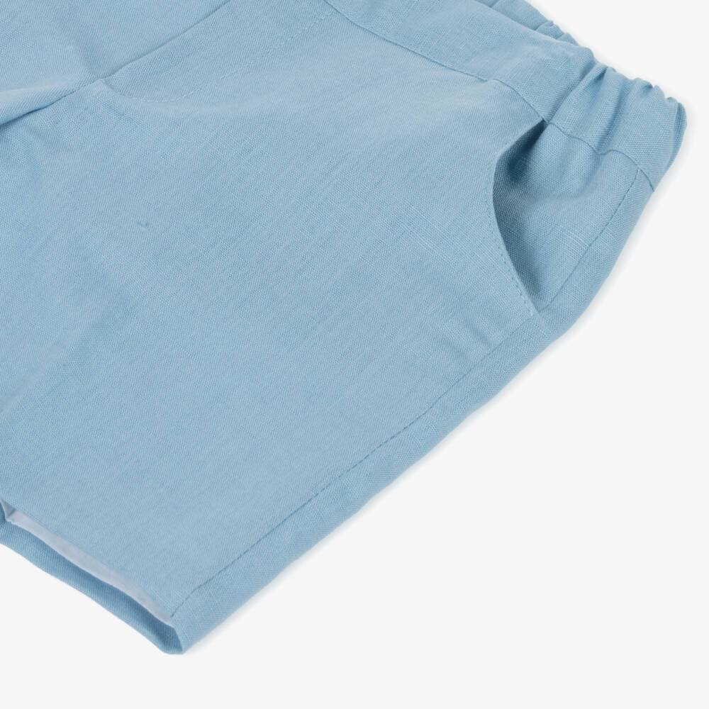 Paloma de la O-Boys Azure Linen Blend Shorts | Childrensalon Outlet