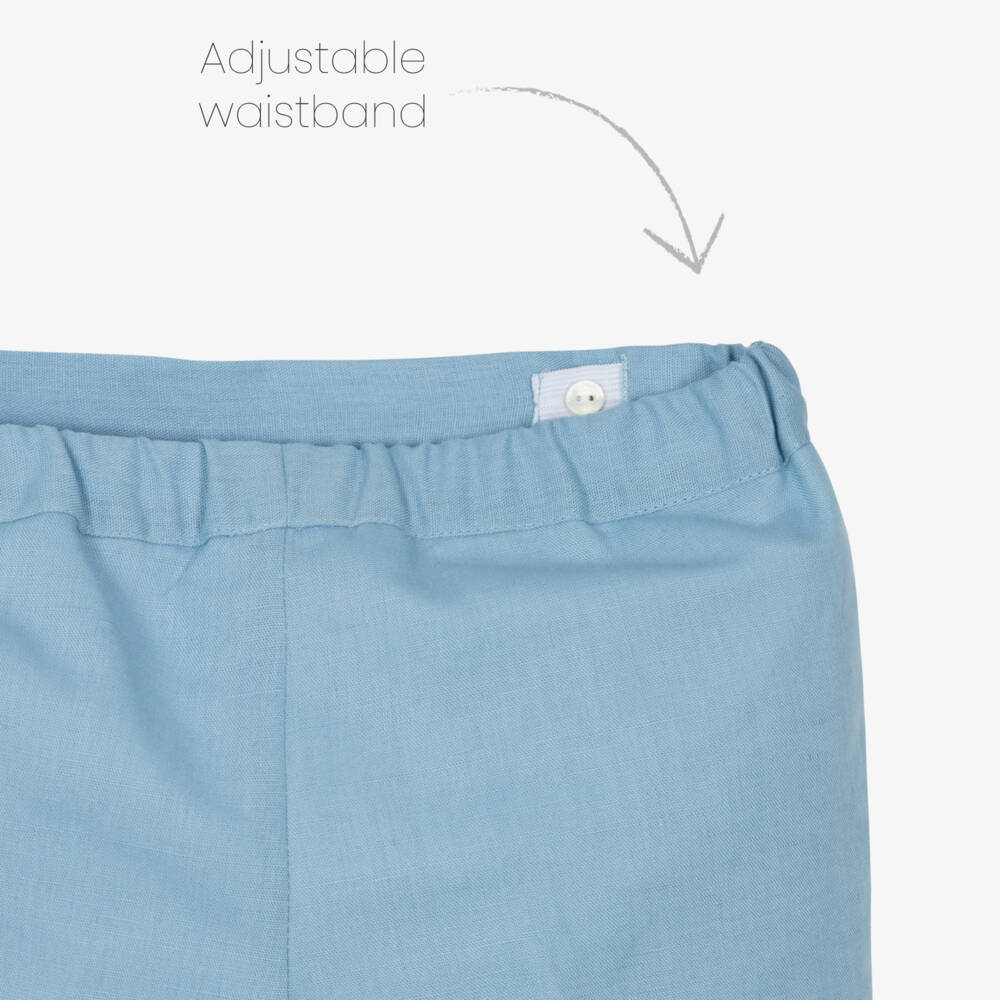 Paloma de la O-Boys Azure Linen Blend Shorts | Childrensalon Outlet