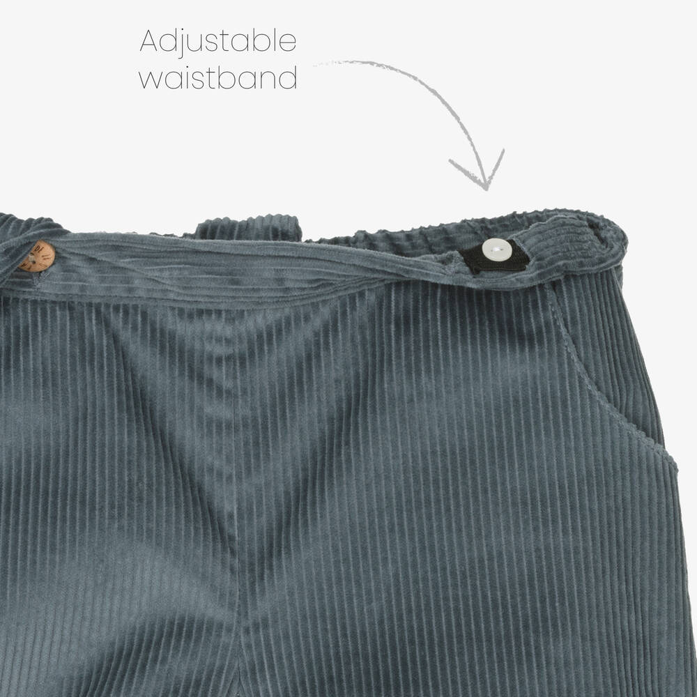 Paloma de la O-Boys Beige & Blue Corduroy Shorts Set | Childrensalon Outlet